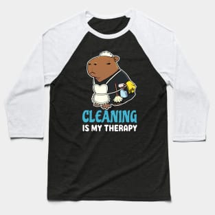 Cleaning is my therapy cartoon Capybara Baseball T-Shirt